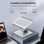 acer Laptop Stand for Desk – with 360 Swivel Base, Rotating Laptop Riser for Desk, Adjustable Computer Stand for Laptops, Ergonomic Riser Holder Foldable, Portable MacBook Pro Air (10-16″) – Silver