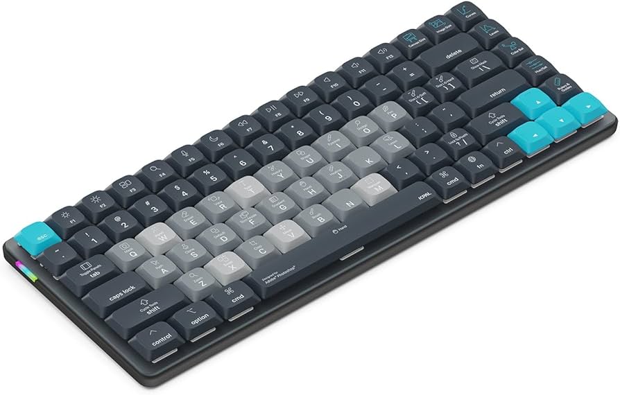 JCPAL Adobe Photoshop Keyboard • Dash Wireless Shortcut Keyboard for Mac and PC • Shortcut Hotkeys, Color-Coded Key Guide, Fully Customizable, Compact Low-Profile Design