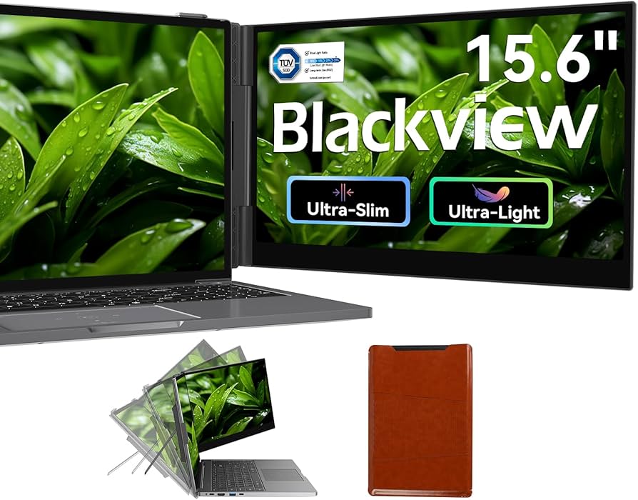 Blackview Laptop Screen Extender, 1.7lbs Ultra-Light & 0.17″ Ultra-Slim, 15.6″ FHD 1080P IPS Portable Laptop Monitor Extender,Travel Dual Monitor for 14-17″,Plug & Play for Windows/Mac/Android/Switch