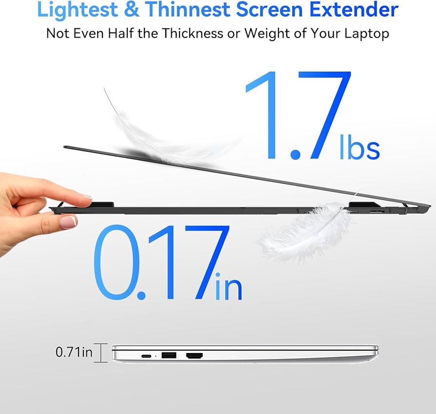 Blackview Laptop Screen Extender, 1.7lbs Ultra-Light & 0.17″ Ultra-Slim, 15.6″ FHD 1080P IPS Portable Laptop Monitor Extender,Travel Dual Monitor for 14-17″,Plug & Play for Windows/Mac/Android/Switch