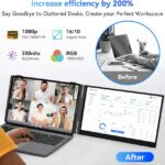 Blackview Laptop Screen Extender, 1.7lbs Ultra-Light & 0.17″ Ultra-Slim, 15.6″ FHD 1080P IPS Portable Laptop Monitor Extender,Travel Dual Monitor for 14-17″,Plug & Play for Windows/Mac/Android/Switch