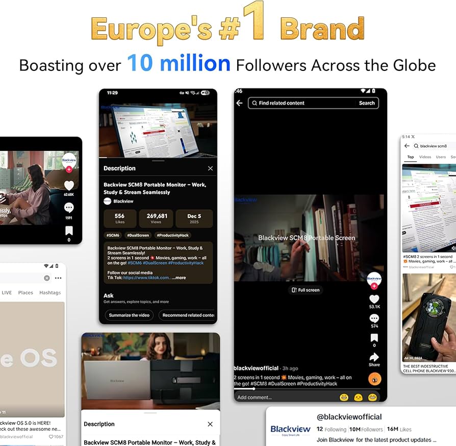 Blackview Laptop Screen Extender, 1.7lbs Ultra-Light & 0.17″ Ultra-Slim, 15.6″ FHD 1080P IPS Portable Laptop Monitor Extender,Travel Dual Monitor for 14-17″,Plug & Play for Windows/Mac/Android/Switch