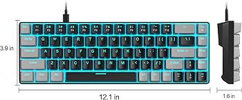 MageGee Portable 60% Mechanical Gaming Keyboard, MK-Box LED Backlit Compact 68 Keys Mini Wired Office Keyboard with Red Switch for Windows Laptop PC Mac – Black/Grey