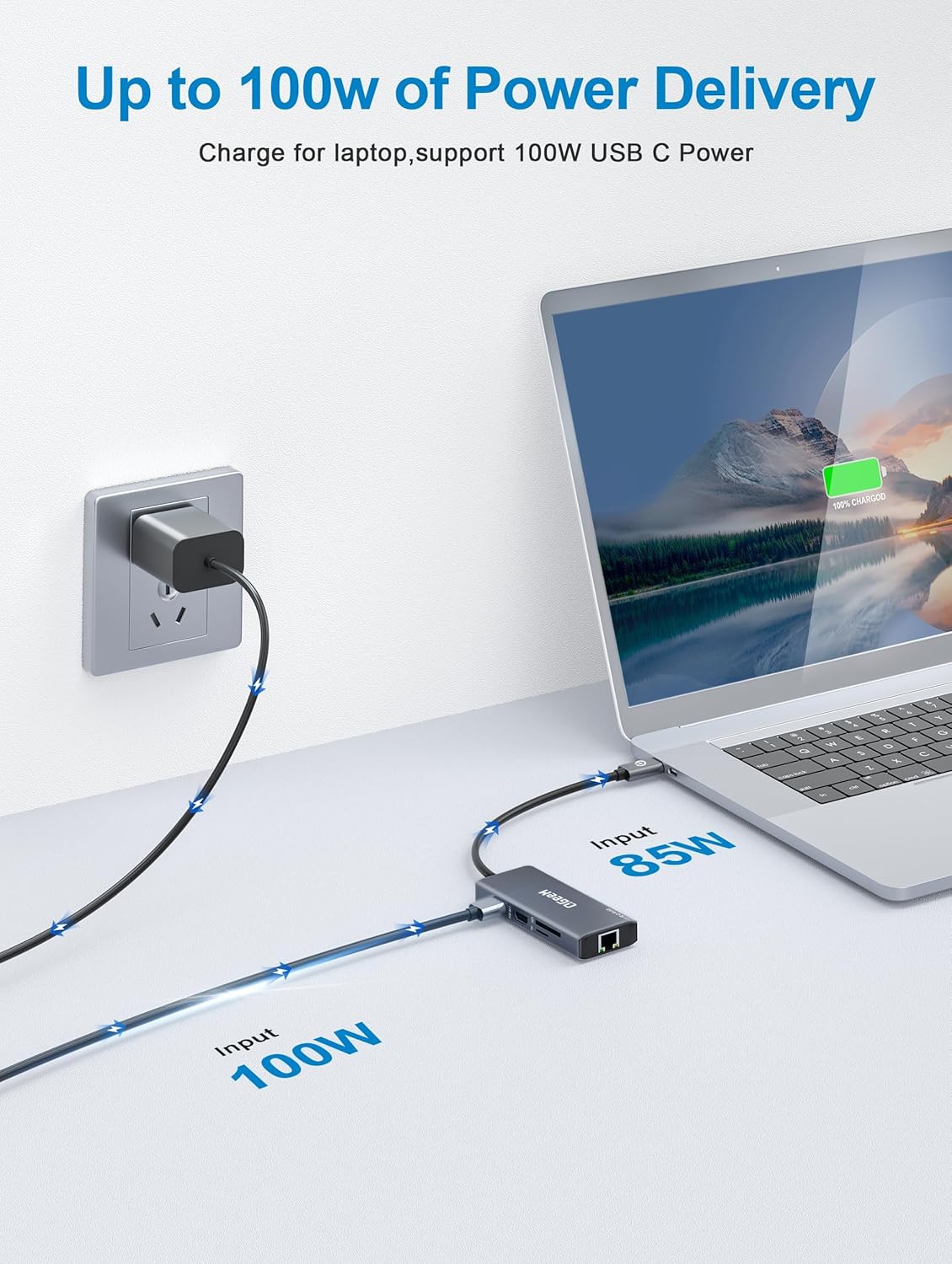 QGeeM USB C Hub Ethernet,9 in 1 USB Type C Hub HDMI Multi-Port Converter Adapter,100W Pd, USB 3.0,SD/TF Card Reader,Compatible for MacBook Pro Air Ipad HP Dell Lenovo Chromebook etc.-Gray