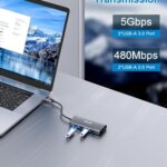 QGeeM USB C Hub Ethernet,9 in 1 USB Type C Hub HDMI Multi-Port Converter Adapter,100W Pd, USB 3.0,SD/TF Card Reader,Compatible for MacBook Pro Air Ipad HP Dell Lenovo Chromebook etc.-Gray