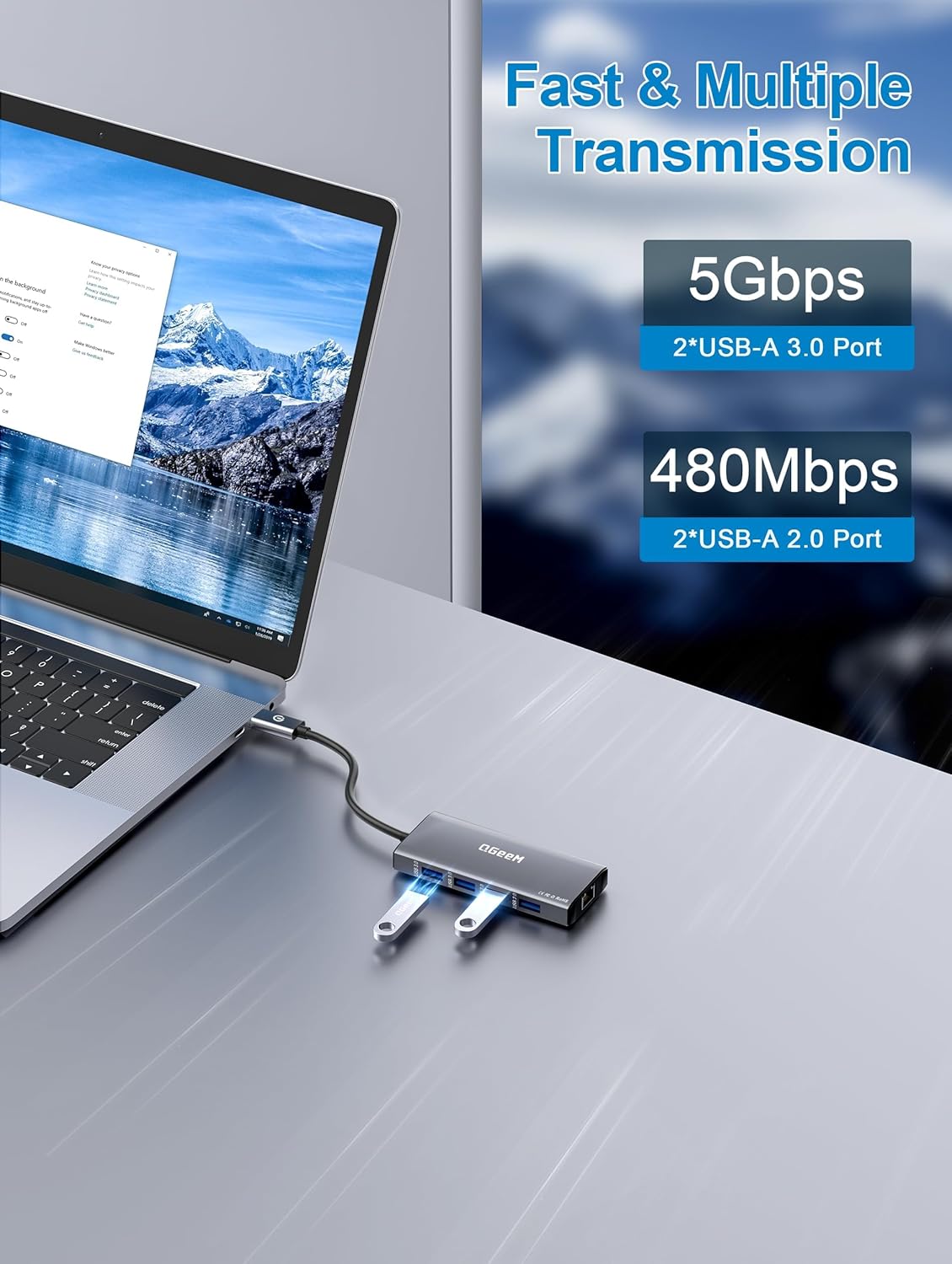 QGeeM USB C Hub Ethernet,9 in 1 USB Type C Hub HDMI Multi-Port Converter Adapter,100W Pd, USB 3.0,SD/TF Card Reader,Compatible for MacBook Pro Air Ipad HP Dell Lenovo Chromebook etc.-Gray