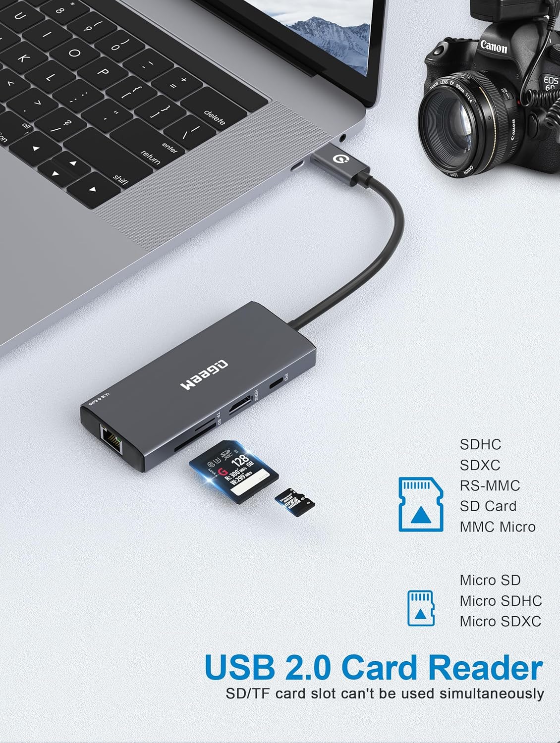 QGeeM USB C Hub Ethernet,9 in 1 USB Type C Hub HDMI Multi-Port Converter Adapter,100W Pd, USB 3.0,SD/TF Card Reader,Compatible for MacBook Pro Air Ipad HP Dell Lenovo Chromebook etc.-Gray