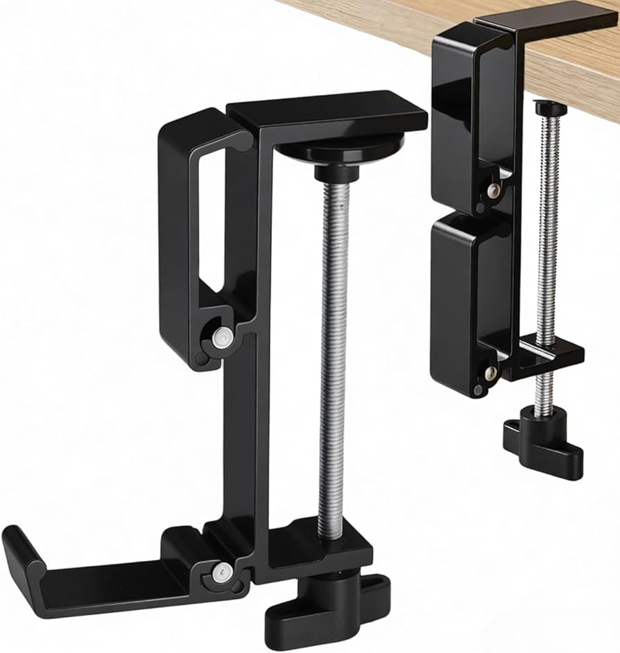 JAKO New Foldable Headphone Stand for Desk, Aluminum Alloy Headphone Holder – Headset Stand Hook Space Save Mount, Universal Fit PC Gaming Headsets Holder Under Desk Clamp for Office, Computer Table