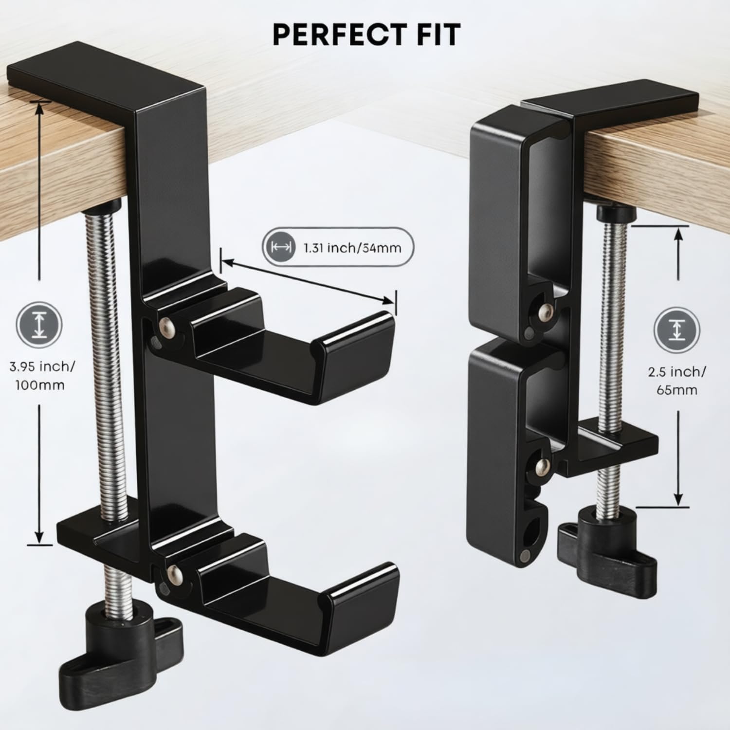 JAKO New Foldable Headphone Stand for Desk, Aluminum Alloy Headphone Holder – Headset Stand Hook Space Save Mount, Universal Fit PC Gaming Headsets Holder Under Desk Clamp for Office, Computer Table