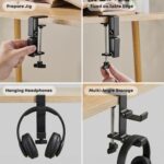 JAKO New Foldable Headphone Stand for Desk, Aluminum Alloy Headphone Holder – Headset Stand Hook Space Save Mount, Universal Fit PC Gaming Headsets Holder Under Desk Clamp for Office, Computer Table