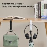 JAKO New Foldable Headphone Stand for Desk, Aluminum Alloy Headphone Holder – Headset Stand Hook Space Save Mount, Universal Fit PC Gaming Headsets Holder Under Desk Clamp for Office, Computer Table