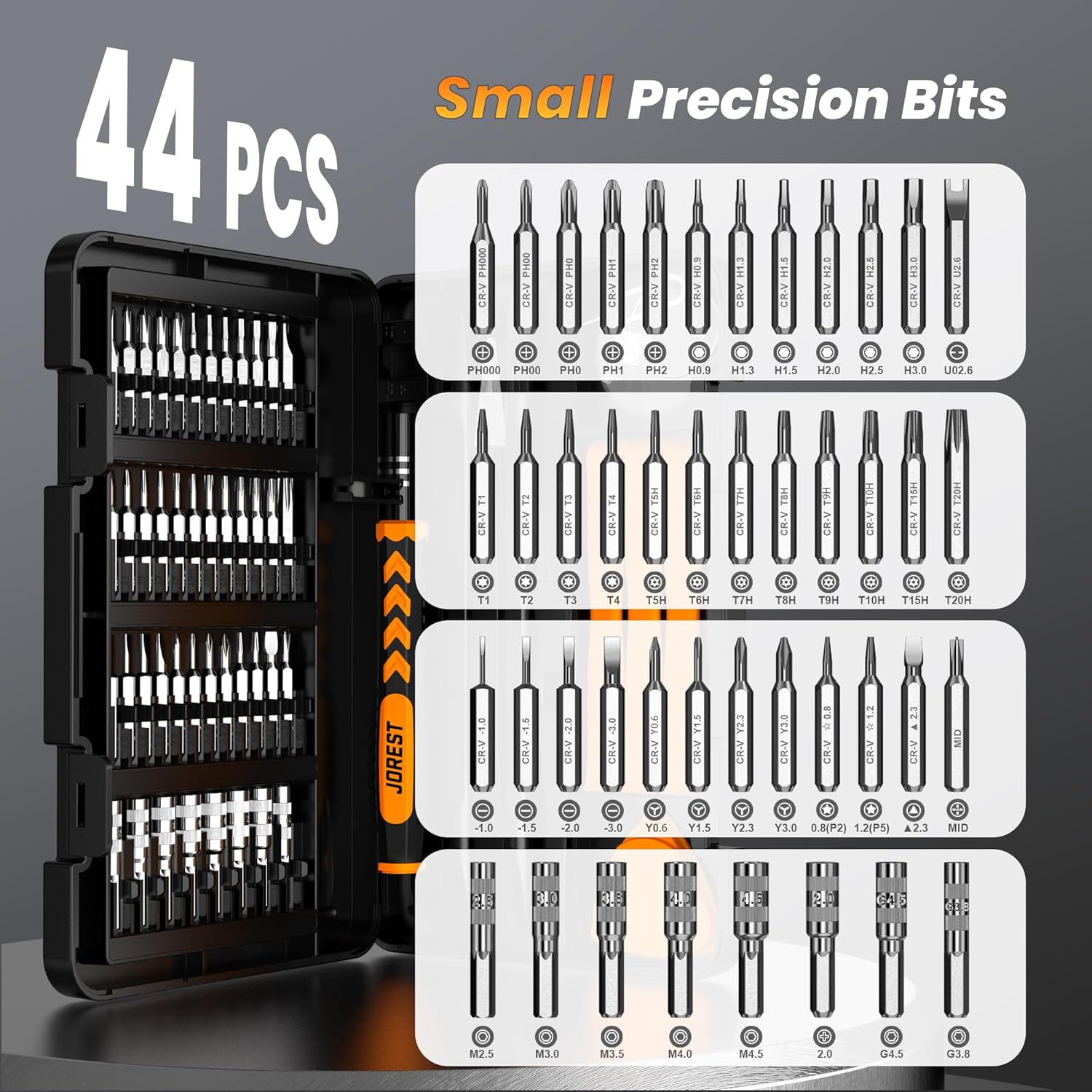 JOREST 59Pcs Small Precision Screwdriver Set with Torx T5, T6, T8, Mini Repair Tool Kit for Macbook, Computer, Laptop, iPhone, PS4 PS5, Xbox, Switch, Eyeglasses, Watch, PC, Ring Doorbell, Electronic