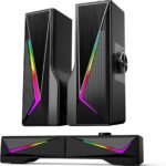 Computer Speakers for Desktop, Bluetooth & USB Input, USB Powered Gaming Stereo Speakers for PC Laptop Monitor, 6 Colorful RGB Modes, Detachable 2-in-1 Design (Package Only 2 Speaker)