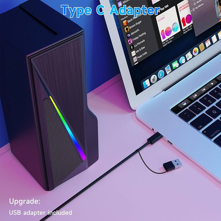 Computer Speakers for Desktop, Bluetooth & USB Input, USB Powered Gaming Stereo Speakers for PC Laptop Monitor, 6 Colorful RGB Modes, Detachable 2-in-1 Design (Package Only 2 Speaker)