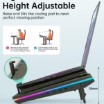 llano V12 RGB Laptop Cooling Pad, Gaming Laptop Cooler, Laptop Cooling Fan Stand with 5.5 Inch Powerful Turbofan, for 15.6-19in Laptop, Adjustable Speed, Touch Control, LCD Screen, Black (RGB)