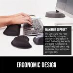 GORILLA GRIP Silky Memory Foam Wrist Rest for Computer Keyboard, Mouse, Ergonomic Design for Typing Pain Relief, Desk Pads Support Hand and Arm, Mousepad Rests, Stain Resistant, 2 Piece Pad, Black