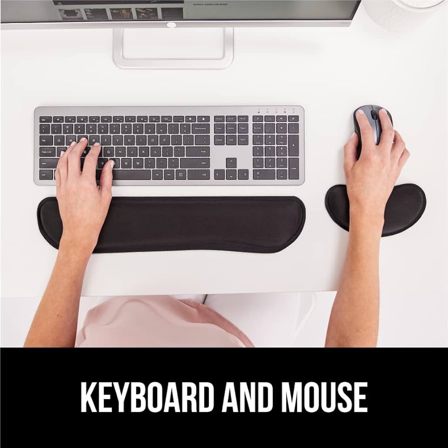 GORILLA GRIP Silky Memory Foam Wrist Rest for Computer Keyboard, Mouse, Ergonomic Design for Typing Pain Relief, Desk Pads Support Hand and Arm, Mousepad Rests, Stain Resistant, 2 Piece Pad, Black