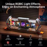 Divoom Times Gate – Cyberpunk Gaming Setup Digital Alarm Clock, Smart APP, WiFi Connect, RGB LED Display, Personalized Financial & Bitcoin Dashboard, Pixel Art for Gaming Room & Office Decor, Silver