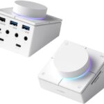 Hagibis Knob USB C Hub with Shortcut Buttons, RGB Type-C Docking Station with 5Gbps USB-C, 2 USB3.0, 3.5mm Jack, SD/Micro SD3.0, USB2.0 for MacBook iPad Pro Laptop (White AG)