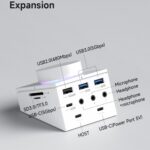 Hagibis Knob USB C Hub with Shortcut Buttons, RGB Type-C Docking Station with 5Gbps USB-C, 2 USB3.0, 3.5mm Jack, SD/Micro SD3.0, USB2.0 for MacBook iPad Pro Laptop (White AG)