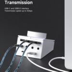 Hagibis Knob USB C Hub with Shortcut Buttons, RGB Type-C Docking Station with 5Gbps USB-C, 2 USB3.0, 3.5mm Jack, SD/Micro SD3.0, USB2.0 for MacBook iPad Pro Laptop (White AG)