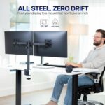 VIVO Dual Monitor Desk Mount, Holds 2 Computer Screens up to 30 inches and 22lbs Each, Heavy Duty Fully Adjustable Steel Stand with C-Clamp and Grommet, Black, STAND-V002