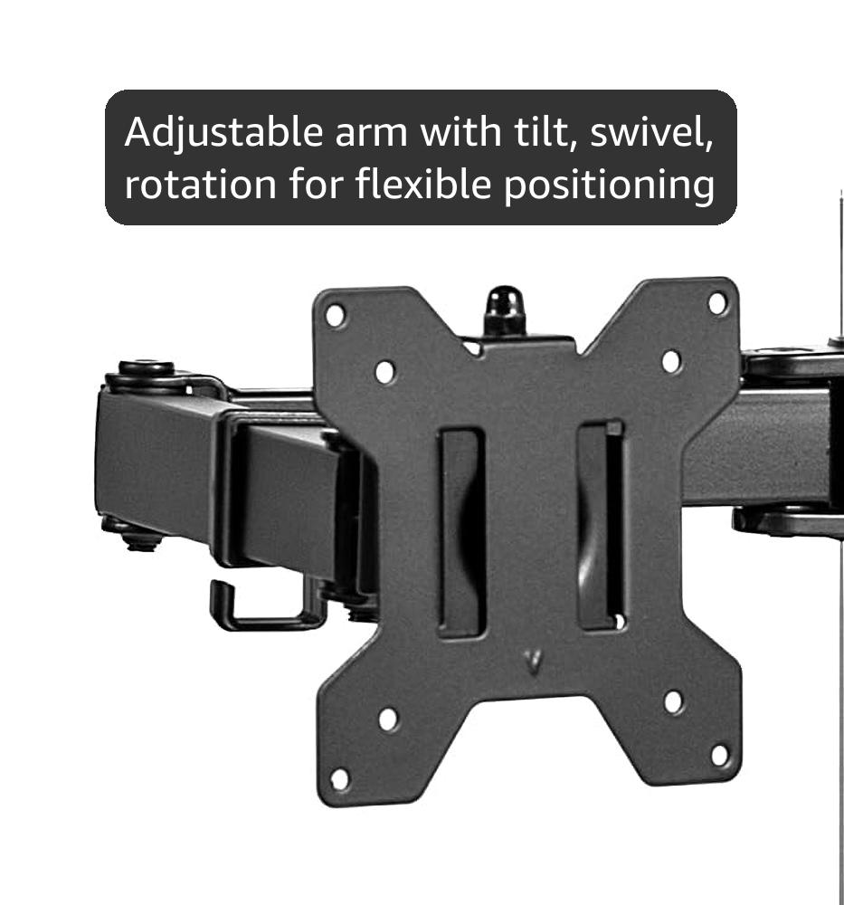 VIVO Dual Monitor Desk Mount, Holds 2 Computer Screens up to 30 inches and 22lbs Each, Heavy Duty Fully Adjustable Steel Stand with C-Clamp and Grommet, Black, STAND-V002