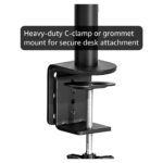 VIVO Dual Monitor Desk Mount, Holds 2 Computer Screens up to 30 inches and 22lbs Each, Heavy Duty Fully Adjustable Steel Stand with C-Clamp and Grommet, Black, STAND-V002