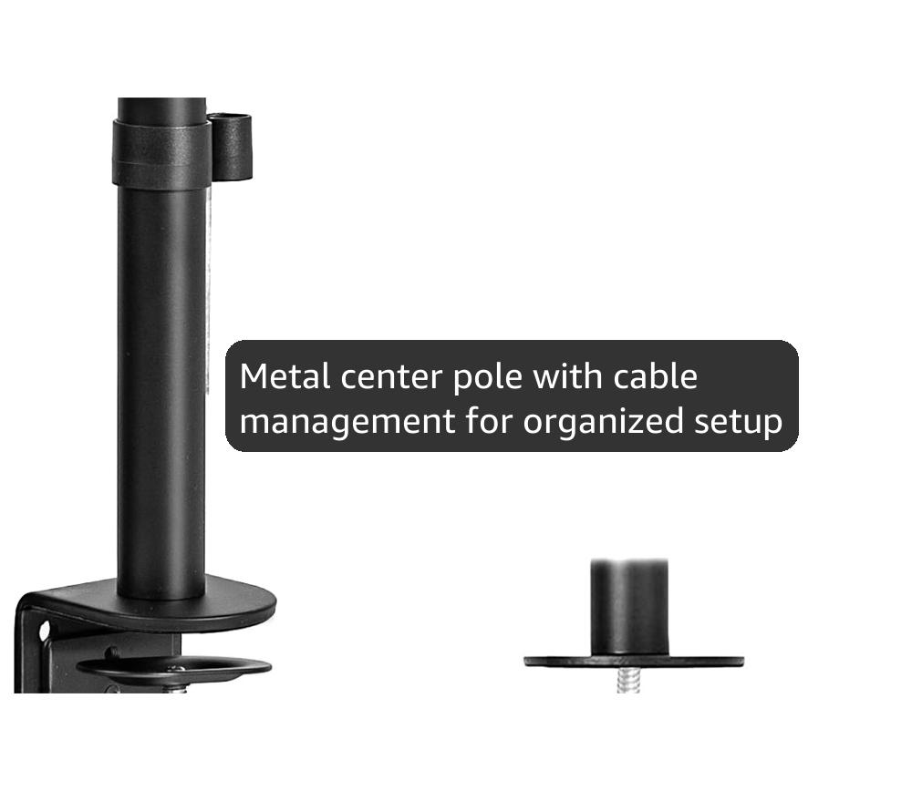 VIVO Dual Monitor Desk Mount, Holds 2 Computer Screens up to 30 inches and 22lbs Each, Heavy Duty Fully Adjustable Steel Stand with C-Clamp and Grommet, Black, STAND-V002