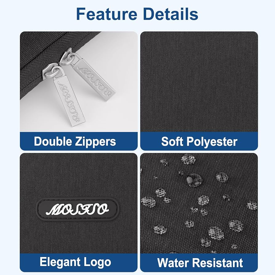 MOSISO Laptop Case 13.3 inch, 13-13.3 inch Laptop Sleeve Compatible with MacBook Air/Pro 13/Pro 14 M5 M4 M3 M2 M1, HP Dell ASUS Lenovo,Polyester Vertical Computer Sleeve Bag with Pocket, Black