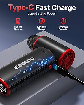 GOOLOO F3 Compressed Air Duster, 150000RPM Duster for Cleaning, 3-Gear Rechargeable Electric Air Blower with Fast Charging, Cordless Mini Blower for PC, Computer, Car, Keyboard, Outdoor