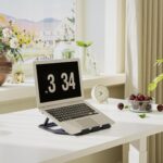 Amazon Basics Aluminum Portable Foldable Laptop Support Stand for Laptops up to 13″, Black