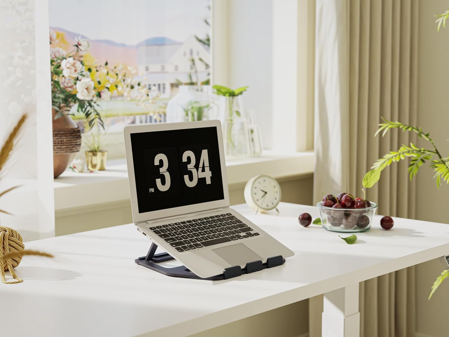 Amazon Basics Aluminum Portable Foldable Laptop Support Stand for Laptops up to 13″, Black