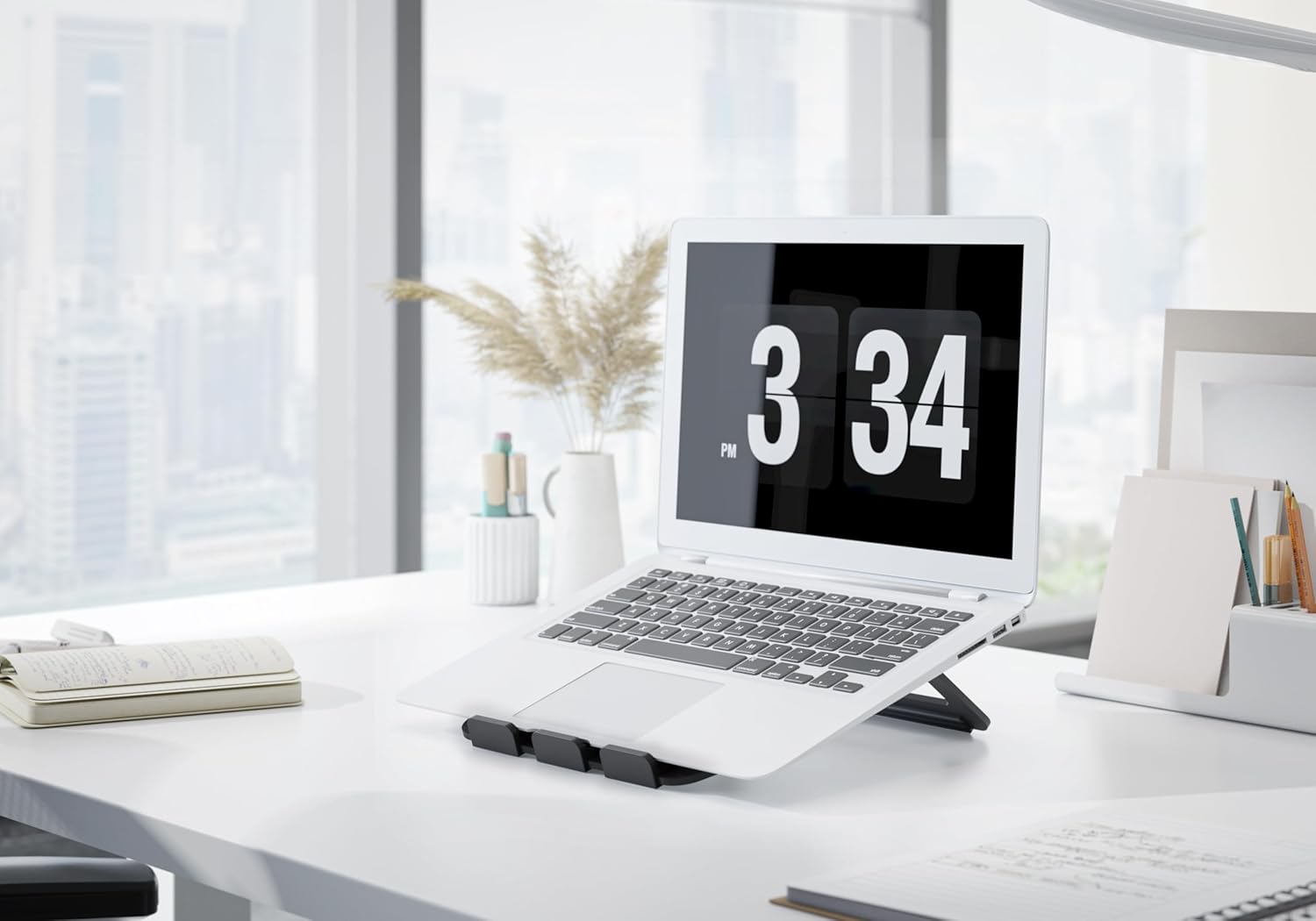 Amazon Basics Aluminum Portable Foldable Laptop Support Stand for Laptops up to 13″, Black