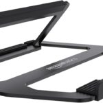 Amazon Basics Aluminum Portable Foldable Laptop Support Stand for Laptops up to 13″, Black