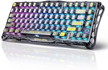 GravaStar Mercury K1 Lite 75% Gaming Keyboard, 2.4GHz/BT/Wired Tri-Mode Wireless Keyboard, Gasket Hot Swappable Mechanical Keyboard, Pre-lubed Linear Switches, RGB Backlit (Transparent Black)