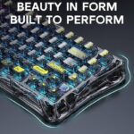 GravaStar Mercury K1 Lite 75% Gaming Keyboard, 2.4GHz/BT/Wired Tri-Mode Wireless Keyboard, Gasket Hot Swappable Mechanical Keyboard, Pre-lubed Linear Switches, RGB Backlit (Transparent Black)