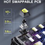 GravaStar Mercury K1 Lite 75% Gaming Keyboard, 2.4GHz/BT/Wired Tri-Mode Wireless Keyboard, Gasket Hot Swappable Mechanical Keyboard, Pre-lubed Linear Switches, RGB Backlit (Transparent Black)