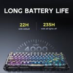 GravaStar Mercury K1 Lite 75% Gaming Keyboard, 2.4GHz/BT/Wired Tri-Mode Wireless Keyboard, Gasket Hot Swappable Mechanical Keyboard, Pre-lubed Linear Switches, RGB Backlit (Transparent Black)