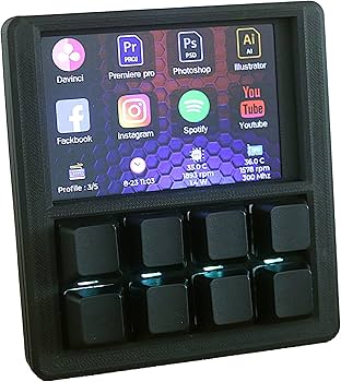 Mechanical Macropad with 3.5″ TFT Screen, 8 Programmable Keys, ESP32 Powered Custom Keyboard, Driver-Free HID for Streamers & Designers, Open Source 3D Printed Case