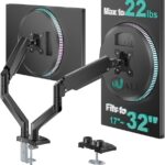 WALI Dual Monitor Stand for 17-32 inch Computer Screens, Dual Monitor Arms for 2 Monitors Holds up to 22 lbs, Height Adjustable Gas Spring Dual Monitors Mount, VESA 75×75/100x100mm (GSMP002N), Black