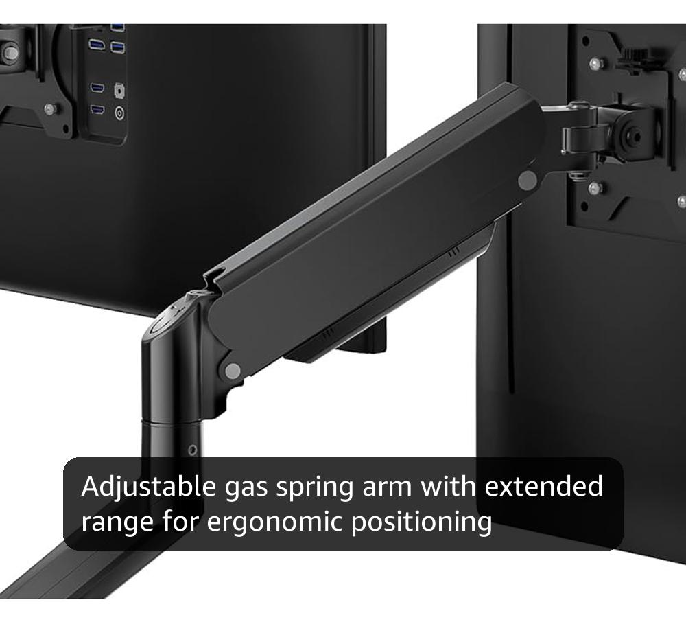 WALI Dual Monitor Stand for 17-32 inch Computer Screens, Dual Monitor Arms for 2 Monitors Holds up to 22 lbs, Height Adjustable Gas Spring Dual Monitors Mount, VESA 75×75/100x100mm (GSMP002N), Black