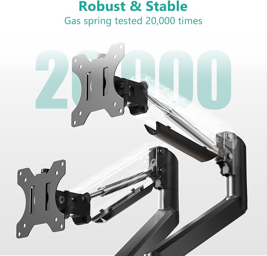 WALI Dual Monitor Stand for 17-32 inch Computer Screens, Dual Monitor Arms for 2 Monitors Holds up to 22 lbs, Height Adjustable Gas Spring Dual Monitors Mount, VESA 75×75/100x100mm (GSMP002N), Black