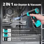 Compressed Air Duster Keyboard Cleaner – Electric Air Blower Cleaning Kit 150,000 RPM Mini Blower Spray to Dust Off Car, PC, Keyboard, Vacuum (Green)
