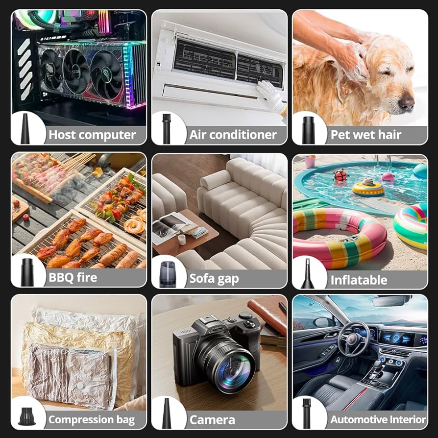 Compressed Air Duster Keyboard Cleaner – Electric Air Blower Cleaning Kit 150,000 RPM Mini Blower Spray to Dust Off Car, PC, Keyboard, Vacuum (Green)