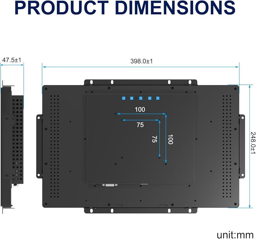 15.6 Inch Capacitive Touch Screen Monitor, 1920×1080 Industrial Touch Display, Metal Housing HD-MI,VGA Input, Open Frame Touchscreen Monitor for Industrial Automation Control