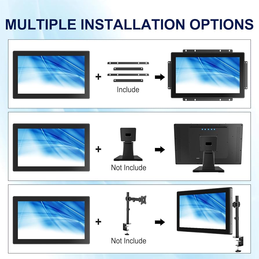 15.6 Inch Capacitive Touch Screen Monitor, 1920×1080 Industrial Touch Display, Metal Housing HD-MI,VGA Input, Open Frame Touchscreen Monitor for Industrial Automation Control