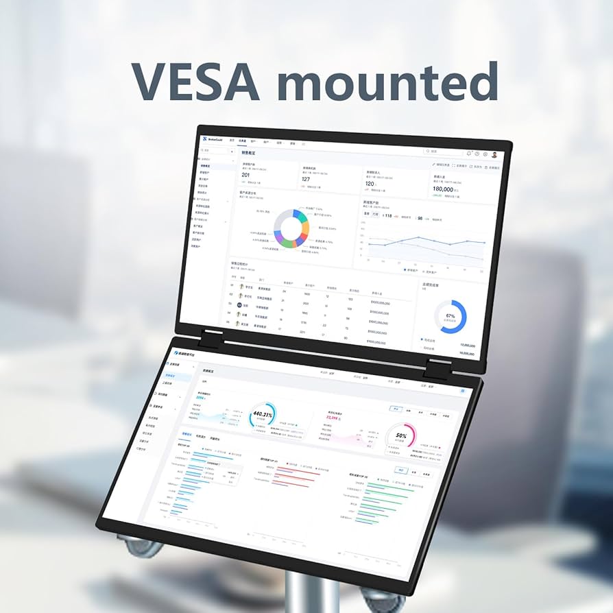 Laptop Screen Extender Dual 15.6″ FHD Portable Monitor 1080P Folding Triple Monitor for Wins, Mac OS 360° Rotation with Kickstand USB C Travel Extended Computer Display