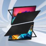 Laptop Screen Extender Dual 15.6″ FHD Portable Monitor 1080P Folding Triple Monitor for Wins, Mac OS 360° Rotation with Kickstand USB C Travel Extended Computer Display