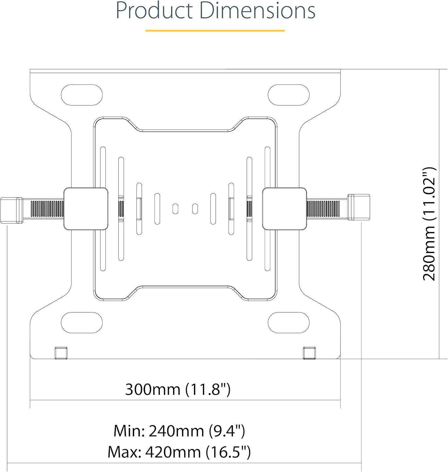 StarTech.com VESA Laptop Tray – Adjustable Monitor Arm Laptop Tray Secures Notebooks (4.5kg / 9.9lb) – 75×75 & 100×100 VESA Mount Holes – Ventilated – for Monitor Desk Mounts/Stands (Laptop-ARM-Tray)